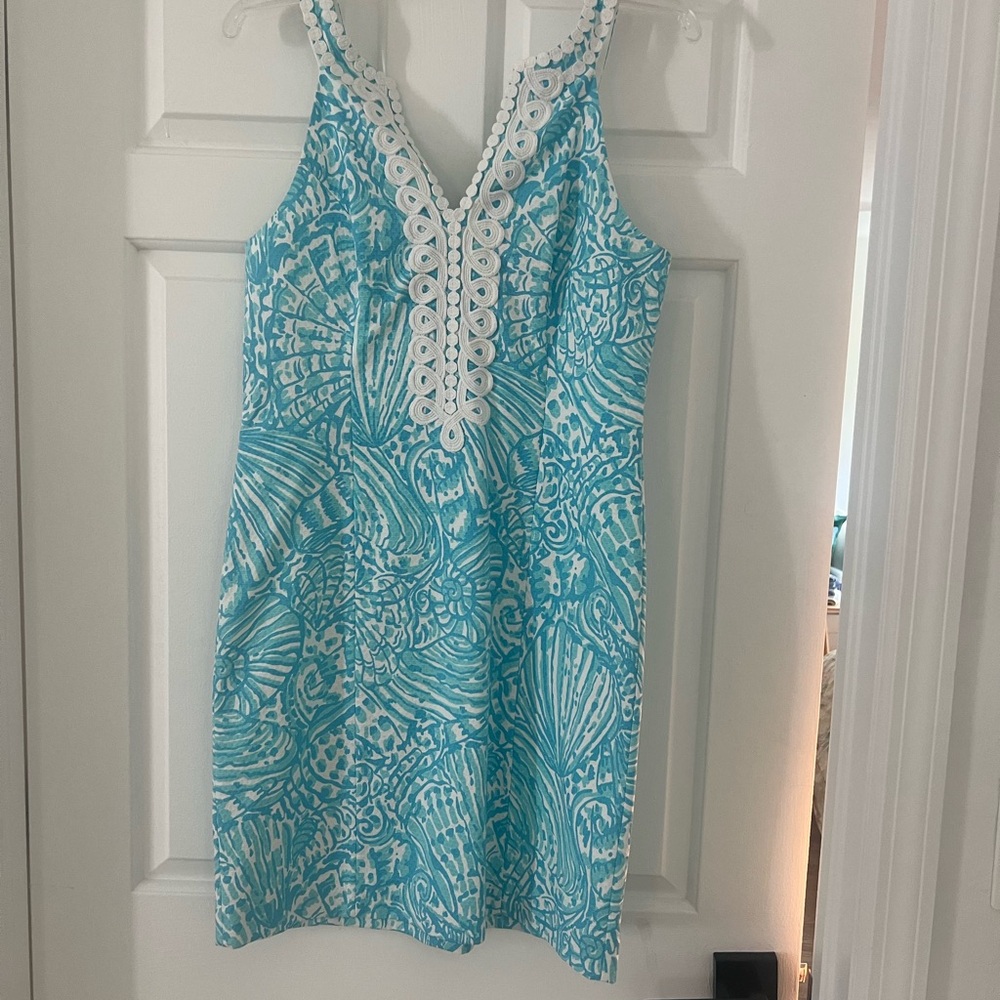 Lilly Pulitzer Turquoise and White Patterned Dress